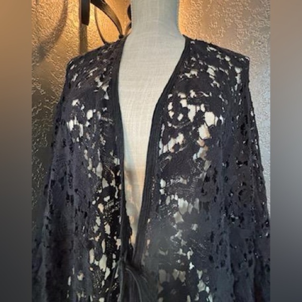 Free People Black Crochet Cardigan